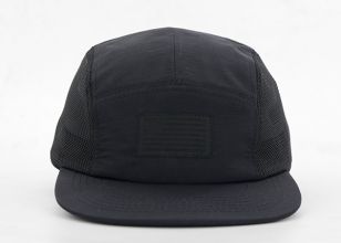 Black 5 Panel Camper Hat For Wholesale Custom Black Camp Caps