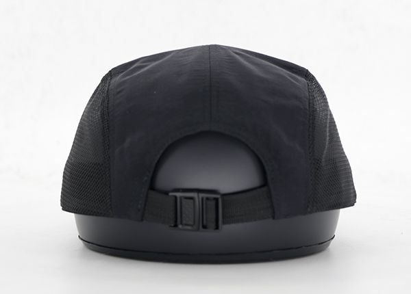 Back of Custom Black 5 Panel Camper Hat