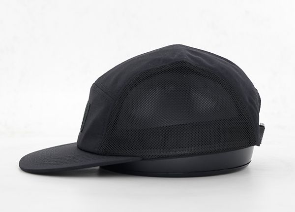 Side of Custom Black 5 Panel Camper Hat