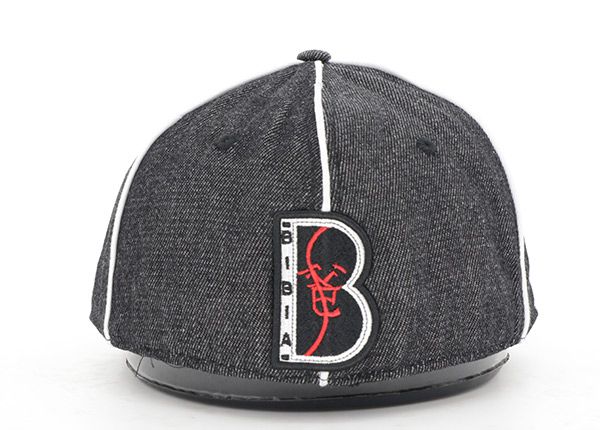 Back of Mens 3D Embroidery Fitted Denim Snapback