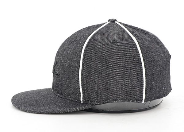 Side of Mens 3D Embroidery Fitted Denim Snapback