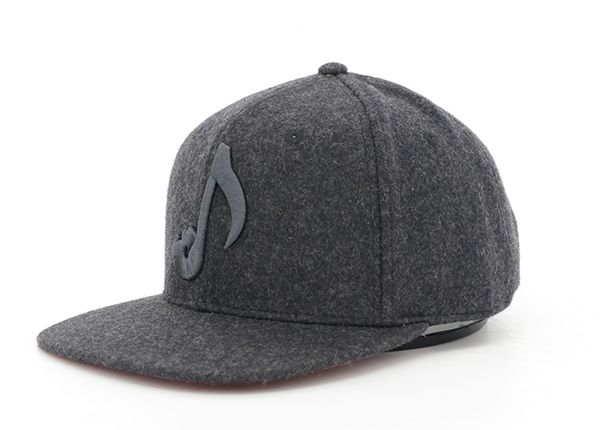 Slant of Custom Dark Grey Wool Snapback With Red Underbill