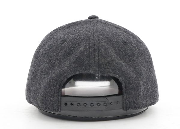 Back of Custom Dark Grey Wool Snapback With Red Underbill