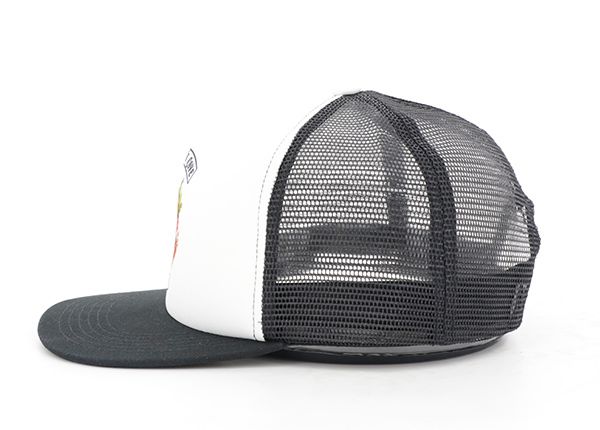 Side of Custom 5 Panel Printing Snapback Trucker Hat with White Foam