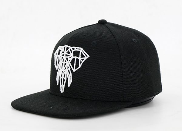 Slant of Custom Black 6 Panel Embroidered Snapback