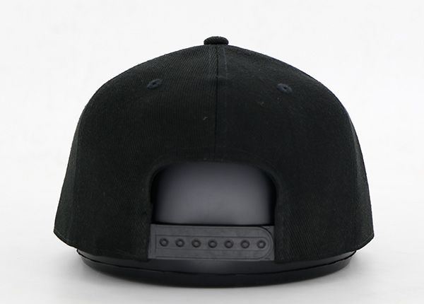 Back of Custom Black 6 Panel Embroidered Snapback