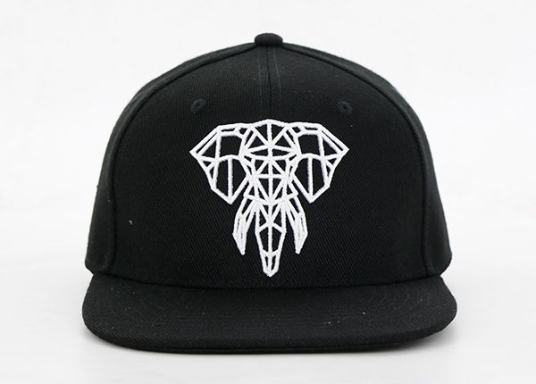 Front of Custom Black 6 Panel Embroidered Snapback