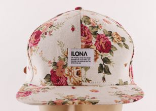 Men's Cream Cotton Floral Print Snapback Cap Custom Floral Snapback Hats