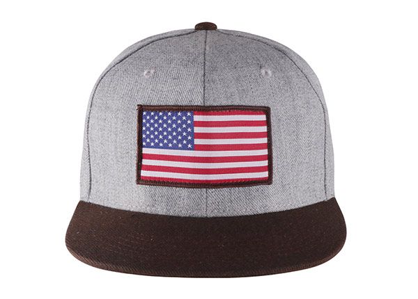 Front of Custom American Flag Flat Bill Snapback Hat