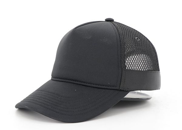 Slant of Custom Black Blank Snapback Trucker Hat