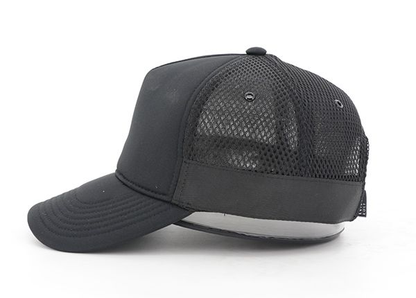Side of Custom Black Blank Snapback Trucker Hat
