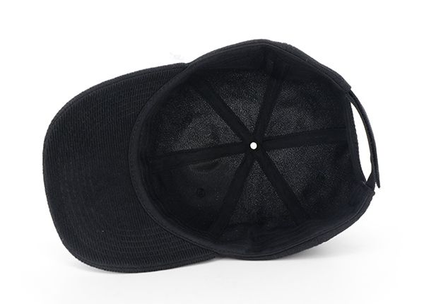 Inside of Velcro Blank Black Baseball Cap