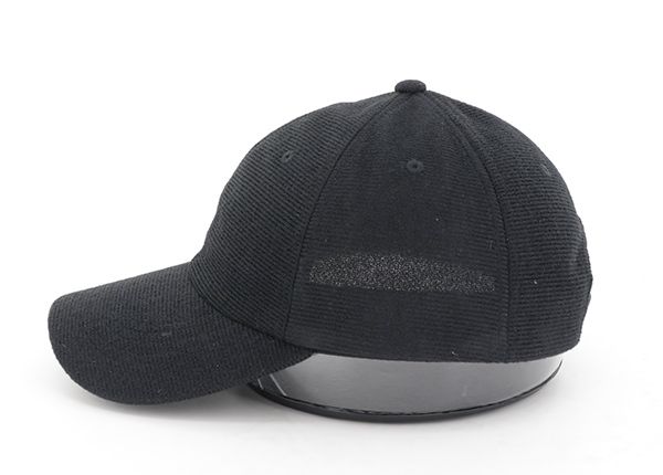 Side of Velcro Blank Black Baseball Cap