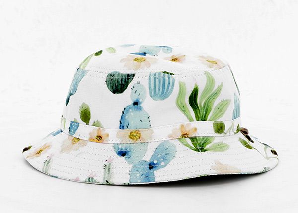 Front of Womens Cotton Hawaiian Print Bucket Hat