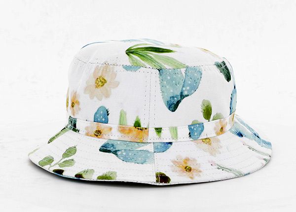 Side of Womens Cotton Hawaiian Print Bucket Hat