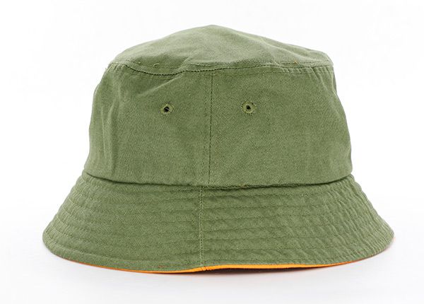 Side of Green Cotton Embroidered Bucket Hat