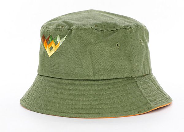 Slant of Green Cotton Embroidered Bucket Hat