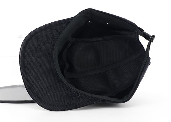 Inside of All Black Corduroy Blank 5 Panel Hat