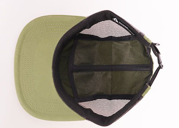 Inside of Custom Vintage 5 Panel Mesh Hat With Nylon Strapback Closure