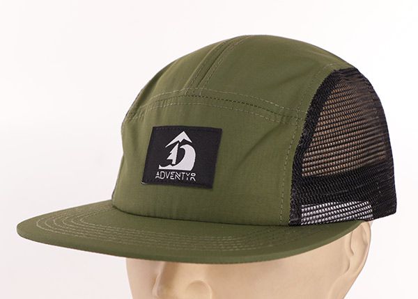 Slant of Custom Vintage 5 Panel Mesh Hat With Nylon Strapback Closure