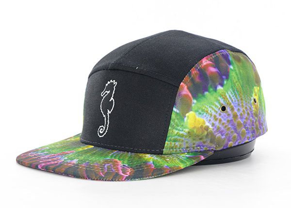 Slant of Custom Cotton Flat Embroidery Floral 5 Panel Hat