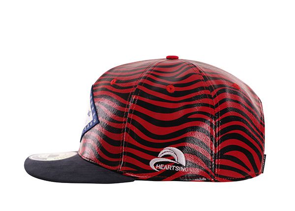 Side of Leather Red Black Hipster Snapbacks Stripes Hat