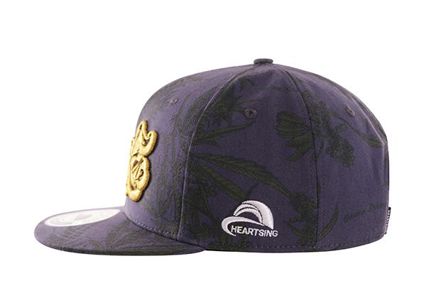 Side of Custom Purple Cotton Snapback with Raised Embroidery Alaska State Flag Logo