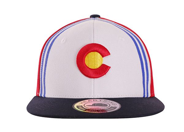 Front of Custom 3D Snapbacks with White Red Hat Stripe Multi Color