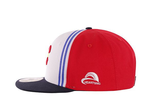 Side of Custom 3D Snapbacks with White Red Hat Stripe Multi Color