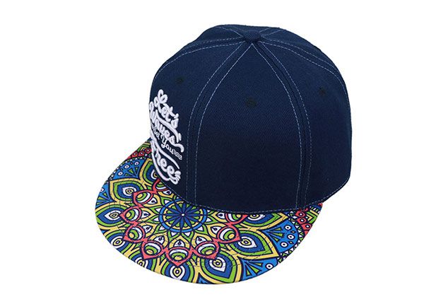 Slant of Navy Bandana Printed Cool Flat Bill Snapback Hat