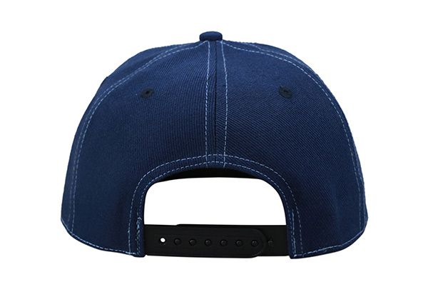 Back of Navy Bandana Printed Cool Flat Bill Snapback Hat