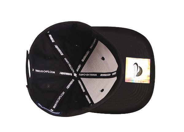 Inside of Black Flat Bill Snapback With a Embroidered Patch