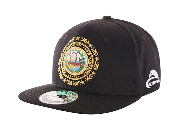 Slant of Black Flat Bill Snapback With a Embroidered Patch