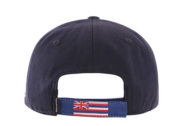 Back of Navy Nice Snapback Cap With Hawaii State Flag Embroidery Patch logo