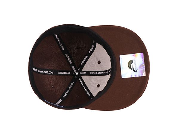 Inside of Custom Mens Brown Fitted Snapback Hat