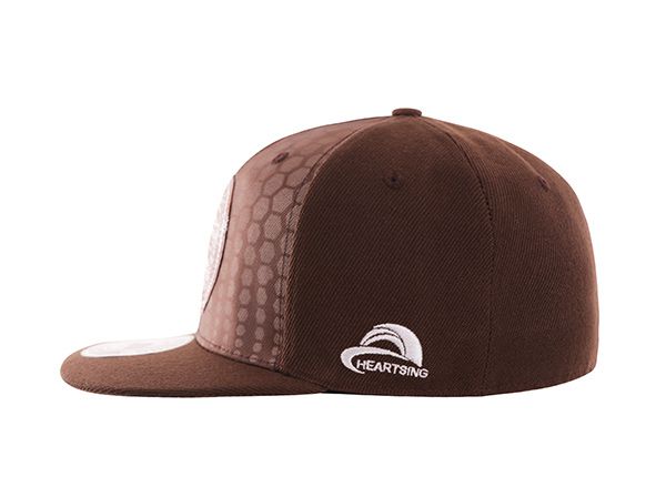 Side of Custom Mens Brown Fitted Snapback Hat