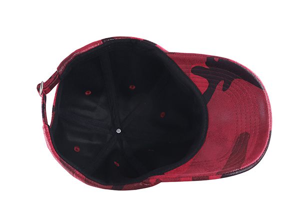 Inside of Red Camo Leather Strap Baseball Cap