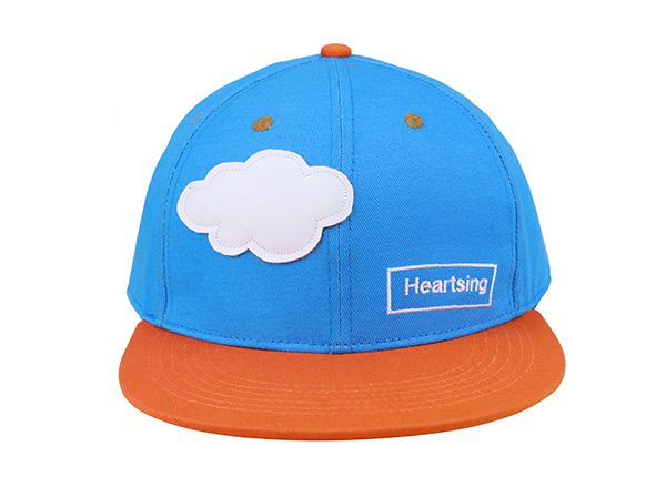 Front of Sky and Orange Cotton Baseball Cap With Flat Brim