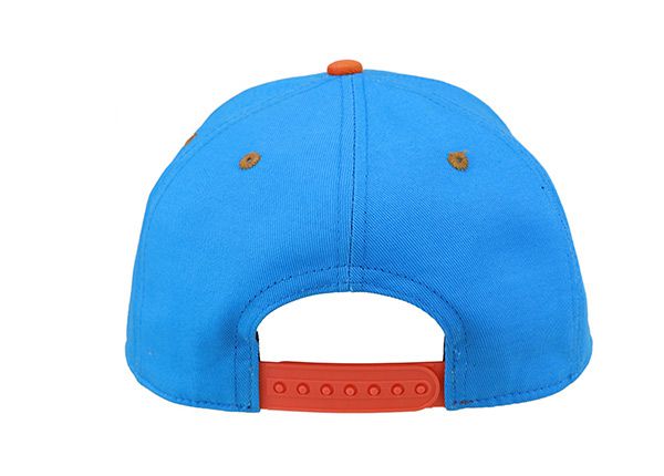 Back of Sky and Orange Cotton Baseball Cap With Flat Brim