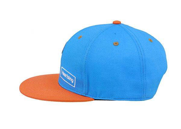 Side of Sky and Orange Cotton Baseball Cap With Flat Brim