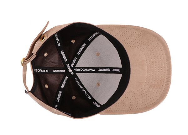 Inside of Womens Khaki Suede Baseball Cap  With Suede Strap Closure