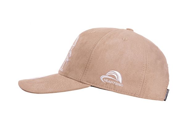 Side of Womens Khaki Suede Baseball Cap  With Suede Strap Closure