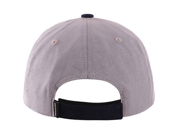 Back of Custom 6 Panel Mens Light Grey Vintage Snapback Hat with Navy Bill