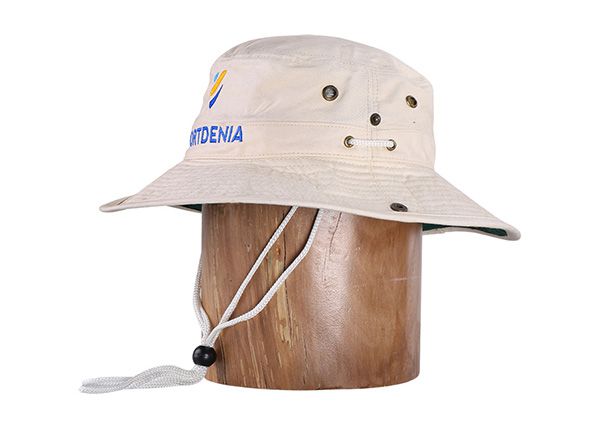 Slant of 100 Cotton Wide Brim White Bucket Hat With String