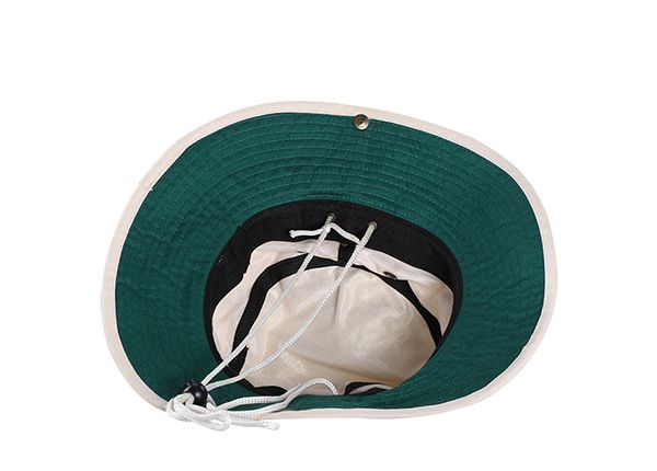 Inside of 100 Cotton Wide Brim White Bucket Hat With String
