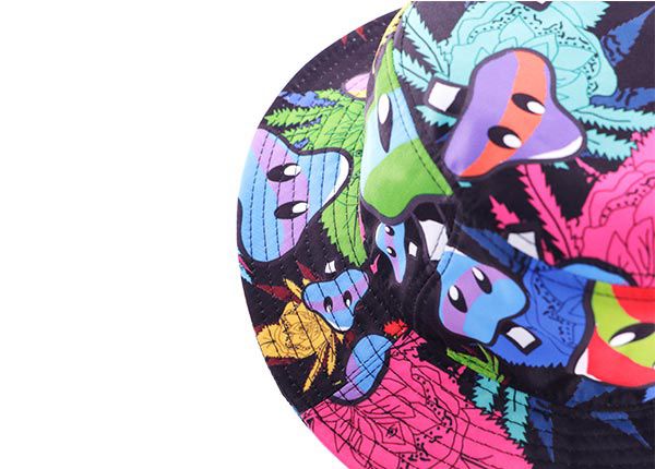 Brim of 100% Cotton Plain Cartoon Bucket Hat