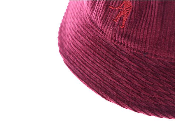 Brim of Wine Red Fisherman Embroidered Hats With Top Button