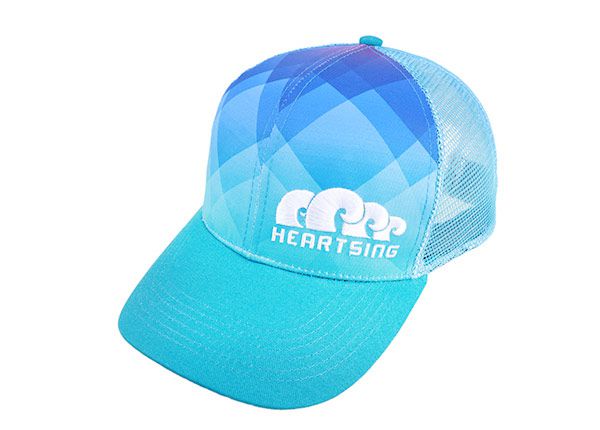 Slant of Custom Blue and White Trucker Hat