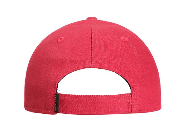 Back of Custom Red Cotton 6 Panel Baseball Cap with Velcro Adjustable Closure