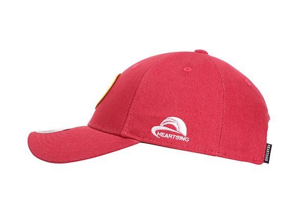 Side of Custom Red Cotton 6 Panel Baseball Cap with Velcro Adjustable Closure
